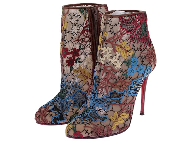 CHRISTIAN LOUBOUTIN Stivaletti T.EU 37 Tessuto Beige