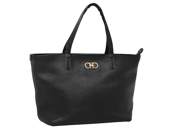 Borsa a mano in pelle nera e oro Gancini di Salvatore Ferragamo Auth yk17510 Nero D'oro