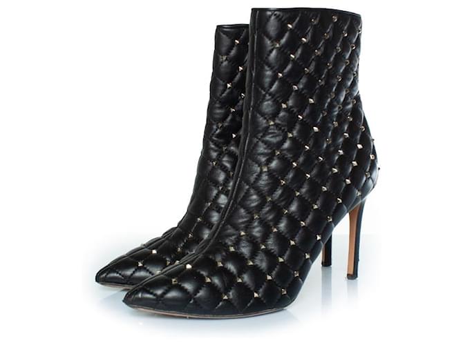 Stivali alla caviglia rockstud spike di Valentino Garavani Nero D'oro