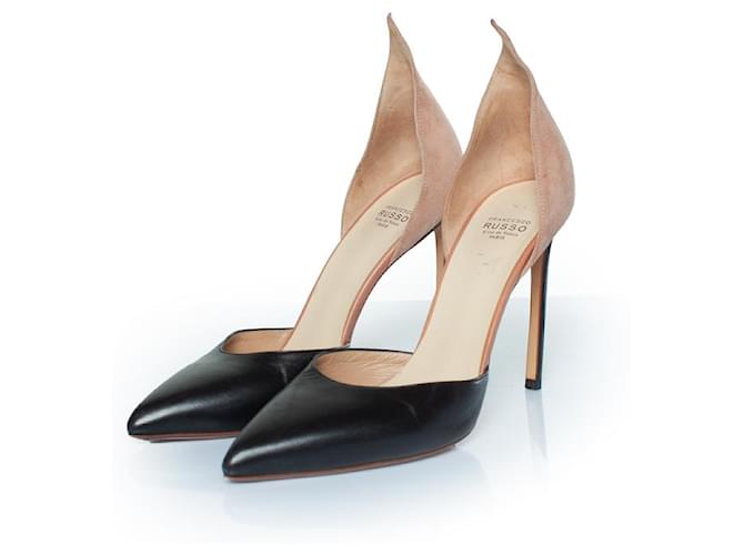 Francesco Russo, décolleté in suede e pelle Nero Rosa