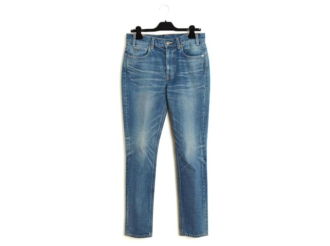 Pantaloni in denim lavato Céline Jean Tess FR40 Slim US29 di Hedi Slimane Celine Blu