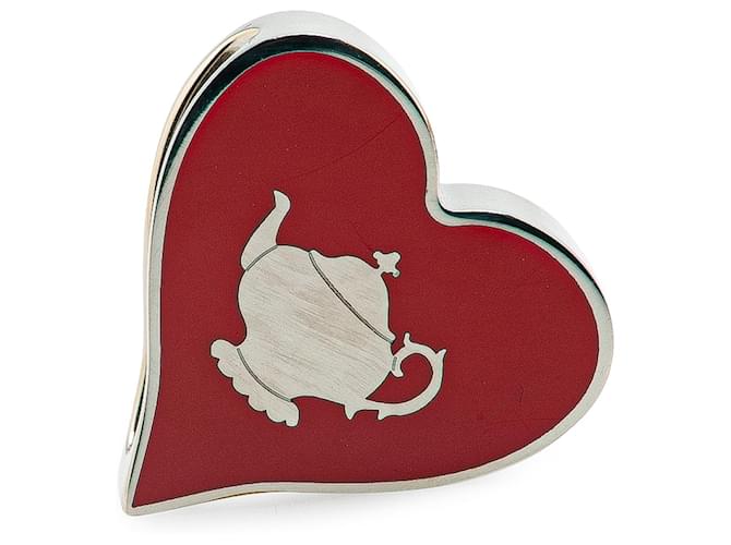 Ring Anello Twilly a forma di cuore Tea Time in palladio rosso Hermès Argento