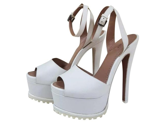 Alaïa Sandali con plateau in pelle bianca ALAIA Tacchi Sz. 38 Bianco