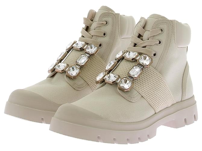 ROGER VIVIER Stivaletti T.EU 37 Tessuto Beige
