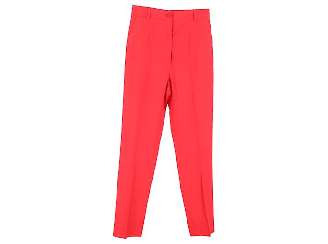 Pantaloni dritti Dolce & Gabbana in cotone rosso