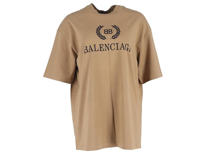 T-shirt a manica corta BB Print di Balenciaga in cotone marrone Rosso
