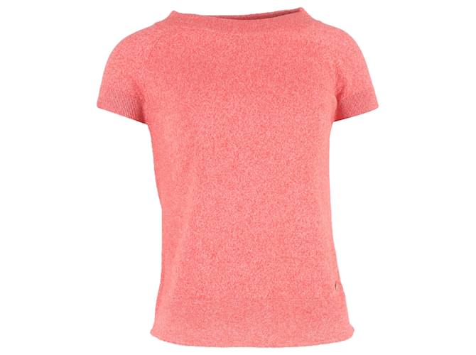 T-shirt in lana rosa a collo rotondo di Hermès Marrone