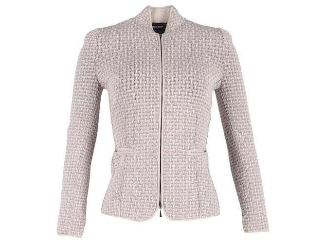 Giacca con zip Giorgio Armani in lana bianca Bianco Crudo