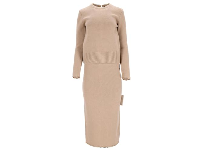 Set di maglione e gonna in lana marrone con rifinitura a catena Totême Rosso