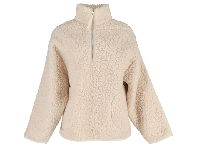 Maglione in pile con zip a metà Acne Studios in acrilico crema Bianco Crudo