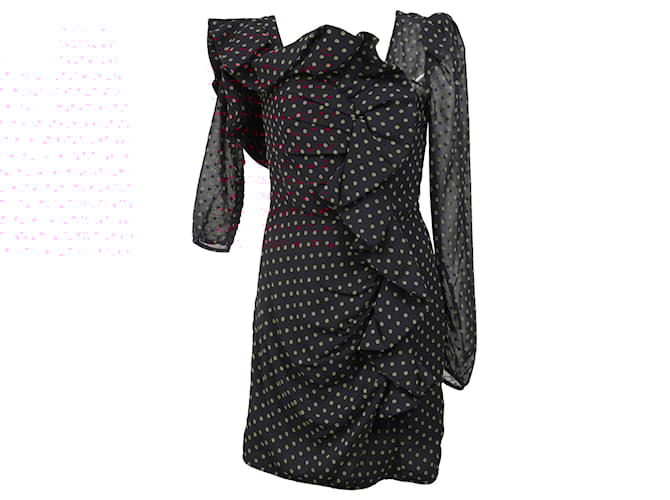 Self portrait Abito mini a volant con pois rossi in poliestere Self-Portrait Plumetis a spalla unica Rosso