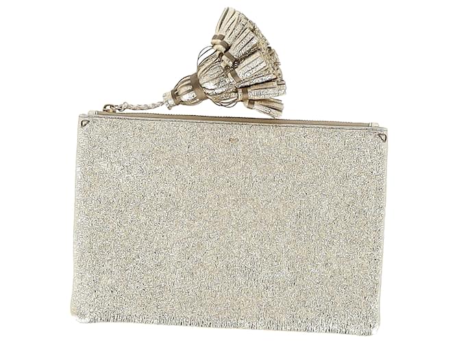 Clutch Georgiana Anya Hindmarch in glitter oro metallico D'oro