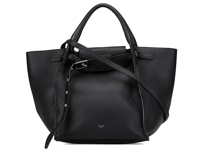 Big Bag Céline Celine Borsa Grande in Vitello Grana Piccola Nera Nero