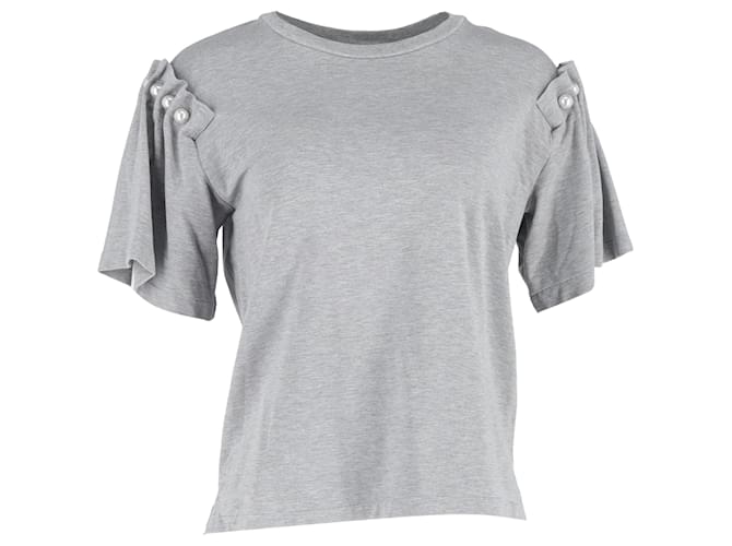 Autre Marque T-shirt in cotone grigio decorata con Madreperla Hope