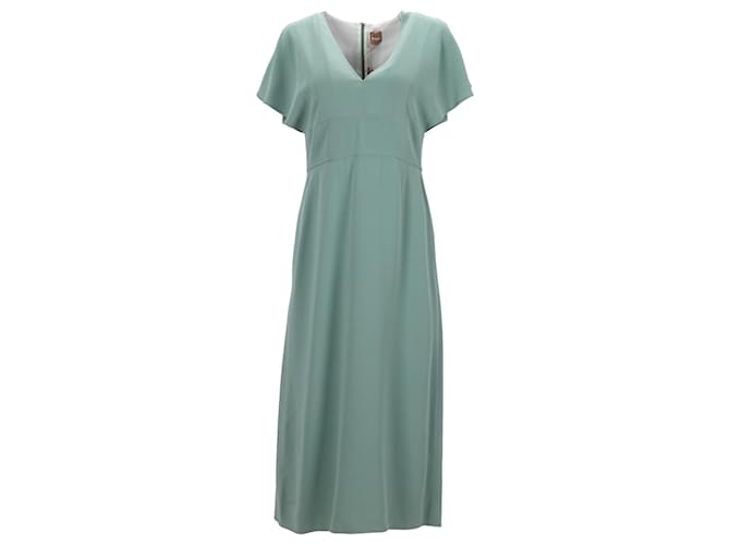Abito midi V-neck Boss di Hugo Boss in viscosa verde
