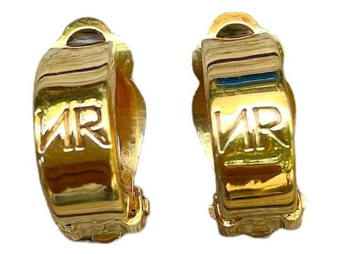 Orecchini a mezzaluna clip Nina Ricci 80/90s metallo dorato D'oro