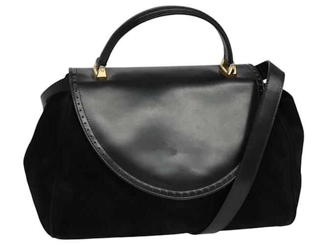 Borsa a mano Salvatore Ferragamo in pelle 2 vie nera Auth 101091 Nero