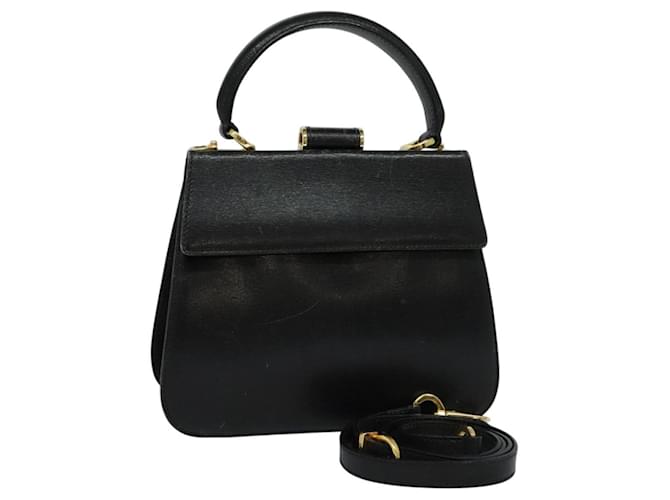Borsa a mano in pelle Salvatore Ferragamo 2 vie nera Auth 101092 Nero