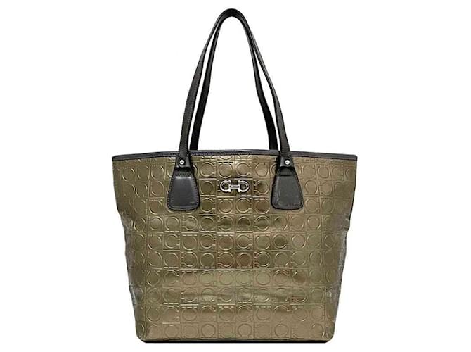 Borsa tote oro e grigia Salvatore Ferragamo Marrone D'oro
