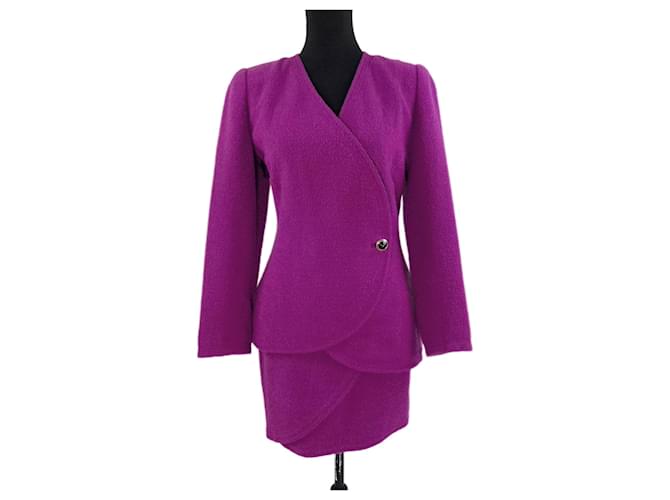 Giacca e gonna Gianni Versace vintage degli anni Ottanta Porpora Viola scuro