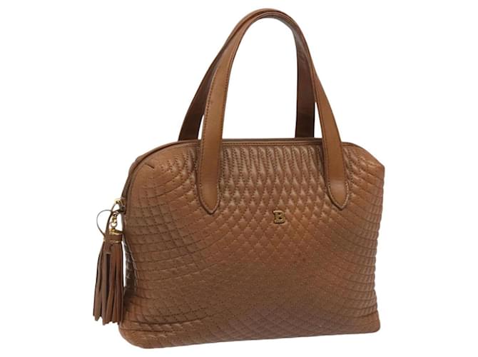 BALLY Borsa a mano trapuntata in pelle marrone oro Auth th5678 D'oro