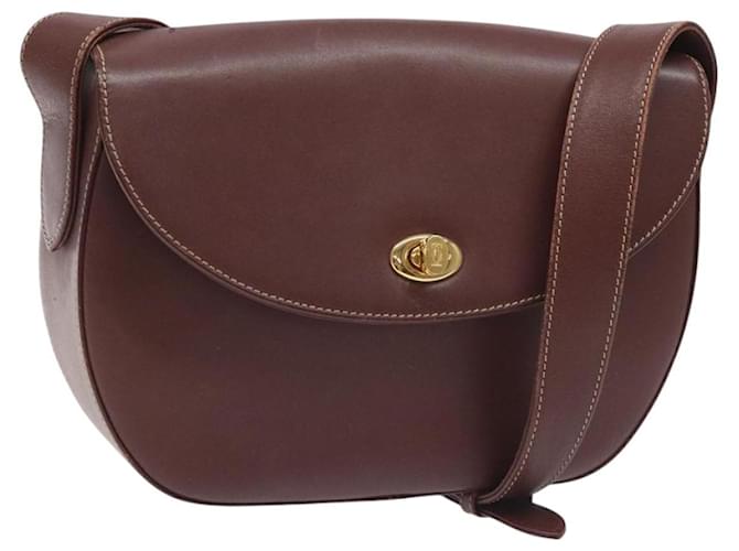 CARTIER Borsa a Spalla Must Line Pelle Bordeaux Oro Auth 114729 D'oro Bordò