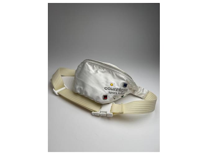 Borsa a tracolla / marsupio vintage Courreges Parigi argento bianco