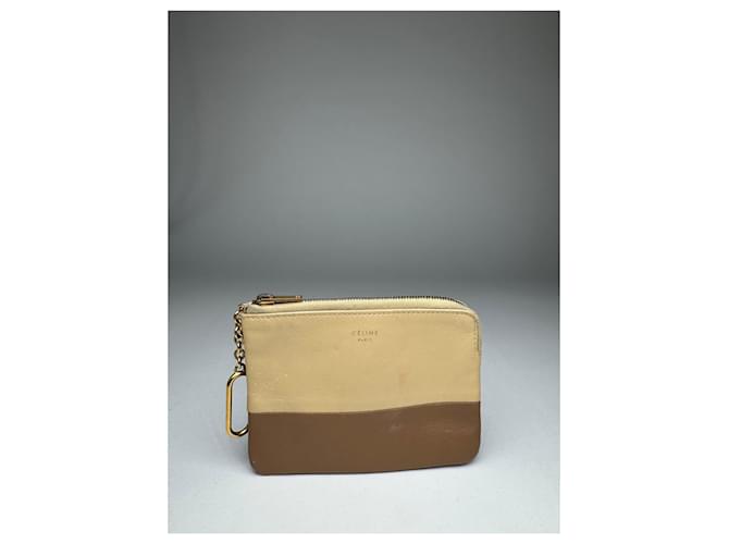 Céline Portafoglio in pelle vintage Celine Paris beige marrone