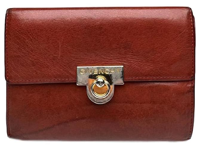 Portafoglio in pelle vintage Givenchy GV3 marrone/rosso