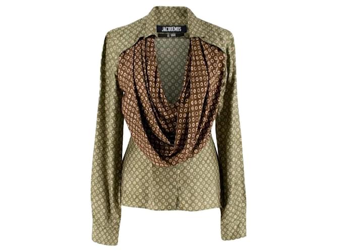 Jacquemus Le Souk - Blusa con collo a cowl Saabi Verde oliva