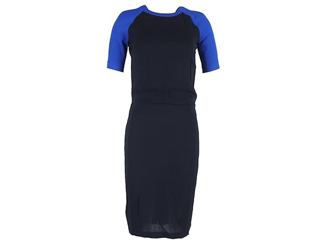 Abito midi color-block con schiena aperta A.L.C. in viscosa nera e blu Nero