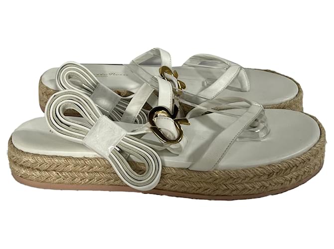 Sandali espadrilles Beachclub con lacci Gianvito Rossi in pelle bianca Bianco Crudo