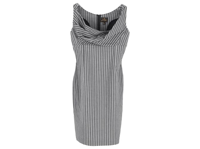 Abito midi a collo cowl a righe Vivienne Westwood in cotone grigio