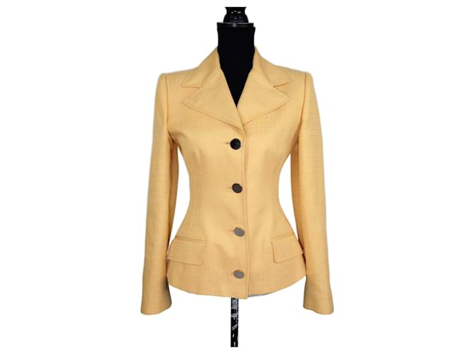 Blazer giallo in cotone e seta Dolce & Gabbana