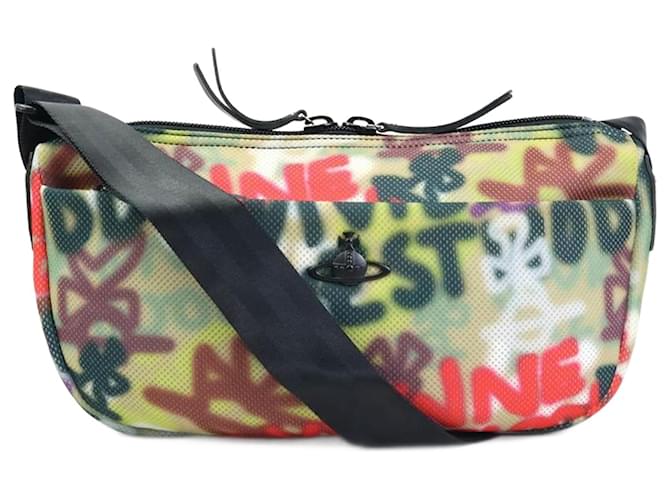 Borsa a spalla in rete multicolore Vivienne Westwood Nero