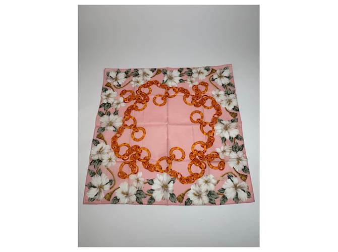 Céline Sciarpa in seta/canvas vintage Celine Paris Rosa