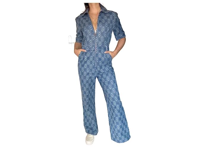 Tuta stampata in denim blu Sandro taglia 38