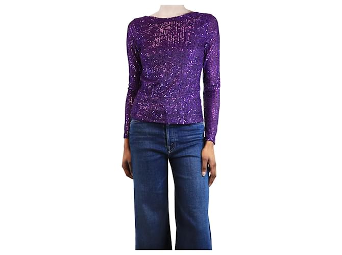 Alberta Ferretti Top decorato con paillettes viola - taglia UK 6 Porpora