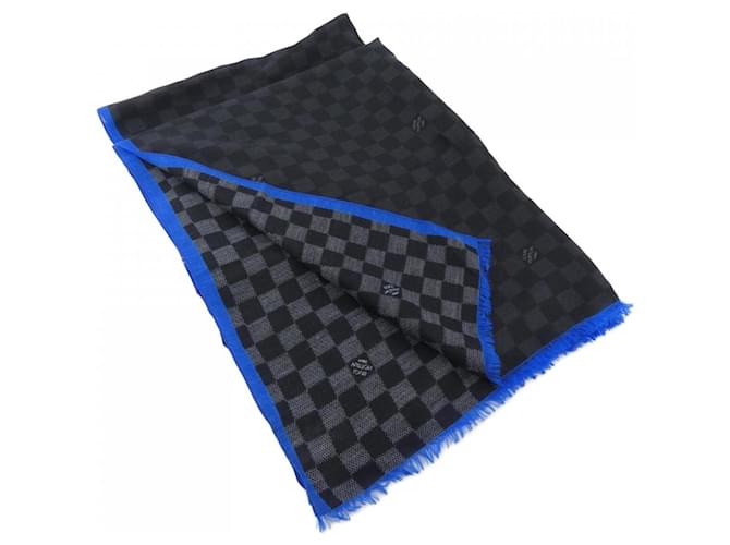 Stola Louis Vuitton nera, blu e grigia Marrone Nero