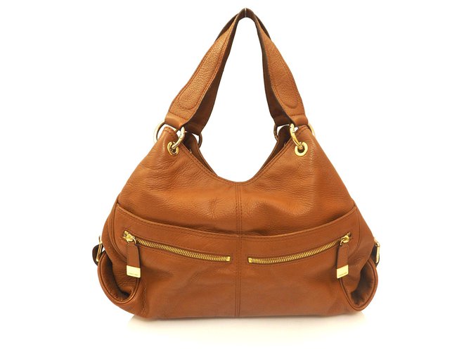 Borsa multi-tasca in vera pelle Michael Kors Marrone D'oro Marrone chiaro