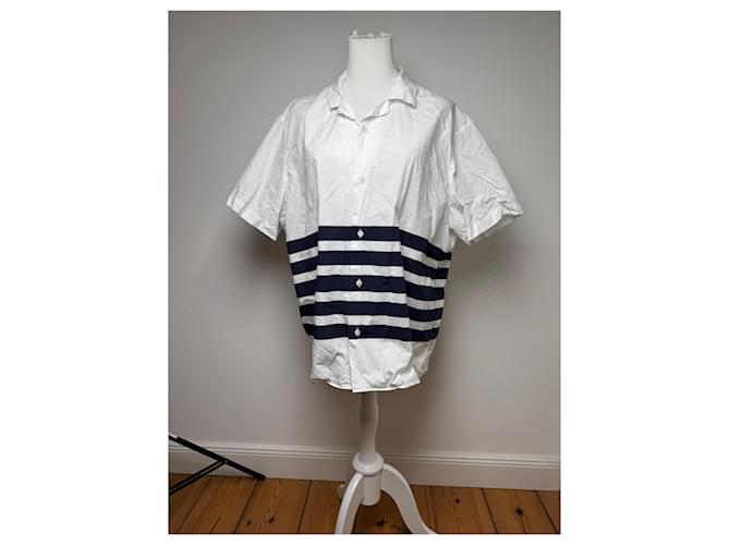 Camicia estiva Acne Studios Stripes Bianco Blu Navy 52/L