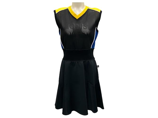 Abito senza maniche a vita a coste Louis Vuitton nero / giallo / blu