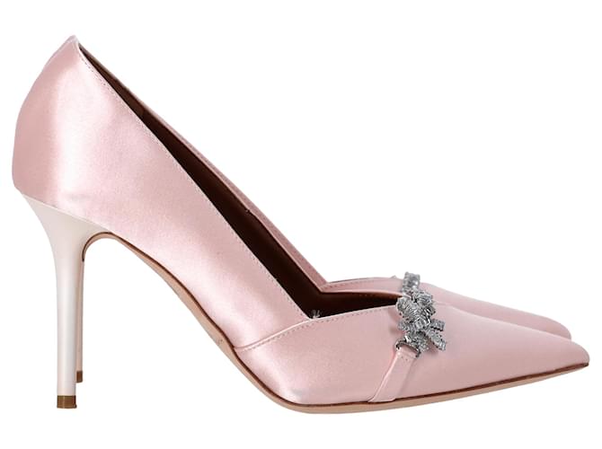 Autre Marque Décolleté a punta decorate Malone Soulier in satin rosa chiaro