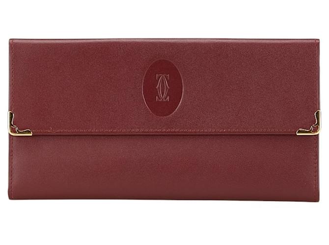 Portafoglio lungo Cartier Must Line in pelle rosso vino Bordò
