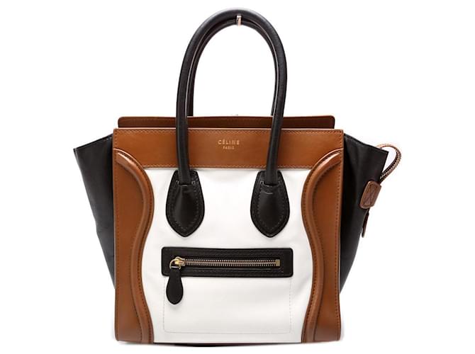 Céline luggage mini Bianco Marrone scuro