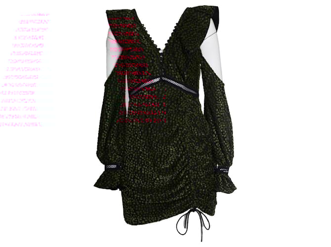 Self portrait Autoritratto, mini abito con volant a V rosso