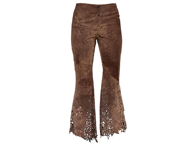 Pantaloni in suede tagliati al laser Roberto Cavalli - anni 2000 Marrone