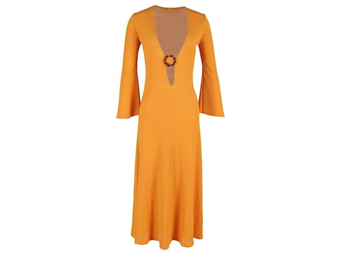 Autre Marque Abito maxi in viscosa gialla con ritagli e decorazioni ad anello Junna di Dodo Bar Or Giallo