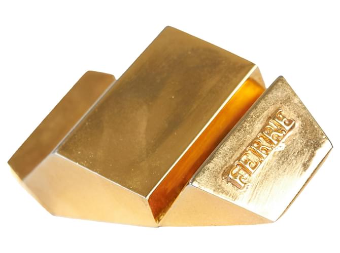 Spilla placcata in oro Gianfranco Ferré - anni '90 D'oro Metallico