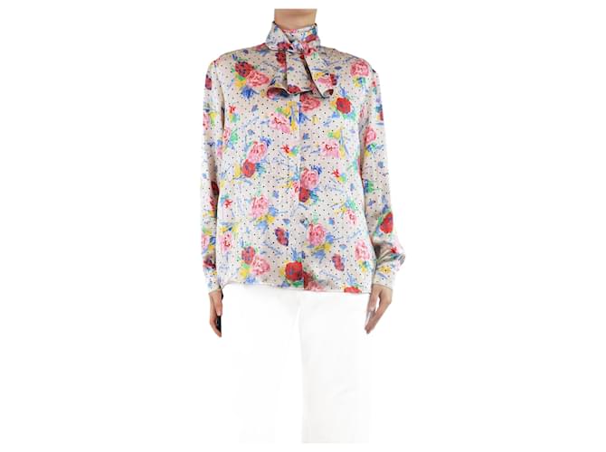 Balenciaga Blusa con sciarpa multicolore - taglia UK 8
